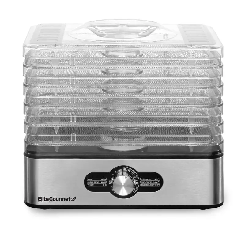 

5-Stainless Steel Tray Food Dehydrator with Adjustable Temperature