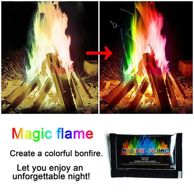 

H7EA 10pc Colorful Magical Flame Powder Trick Outdoor Camping Hiking