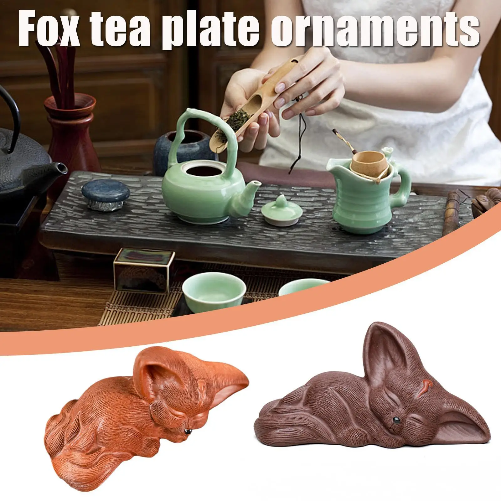 

Handmade Purple Clay Fingertip Tea Pet Fox Statue Tea Figurine Ornament Boutique Oolong Tea Table Accessories Decoration