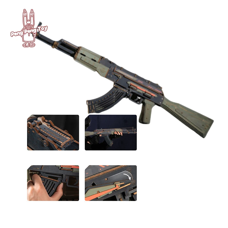 

Original Colourful Rifle Ak47 3D Automatic Gun Toy Wooden Assemble Easy Puzzle Model Building Block Toys Kids Adults Funny Gift