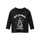 Весенние хлопковые футболки для мальчиков с рисунком ракеты, Детские Осенние футболки с длинным рукавом, детские топы с буквами, брендовая детская одежда