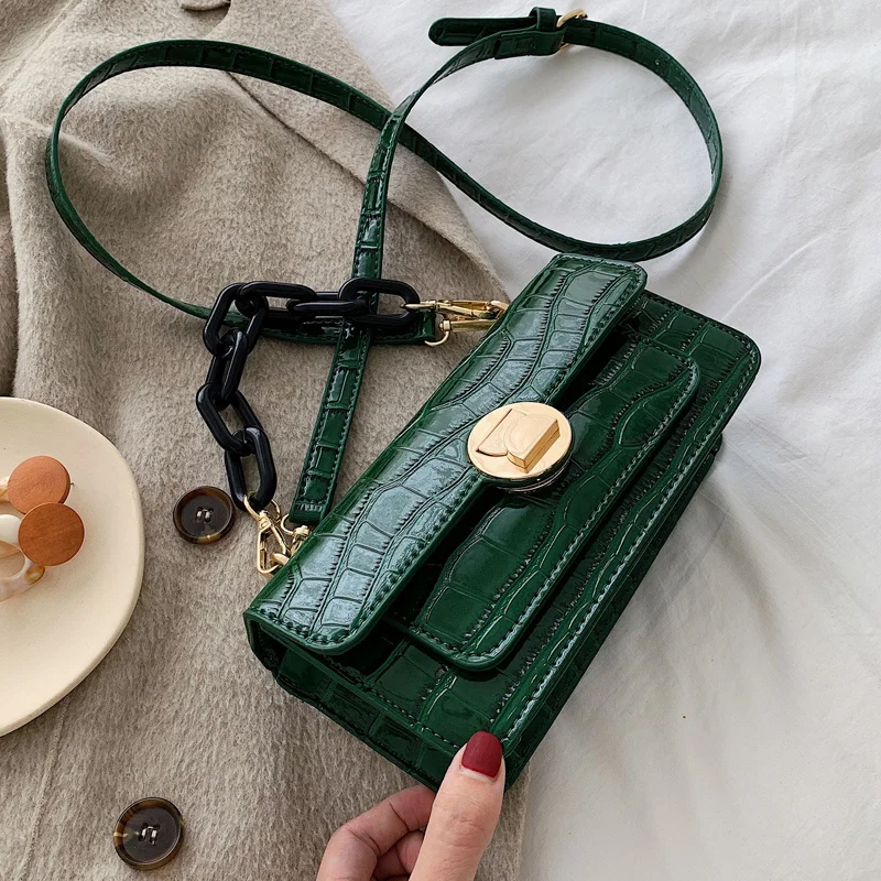 

Female Acrylic Chains PU Leather Bags For Women Luxury Handbag Designer Sac A Main Ladies Hand Shoulder Messenger