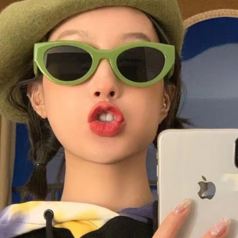 2024 маленькие квадратные солнцезащитные очки в стиле ретро Y2K женские кошачий