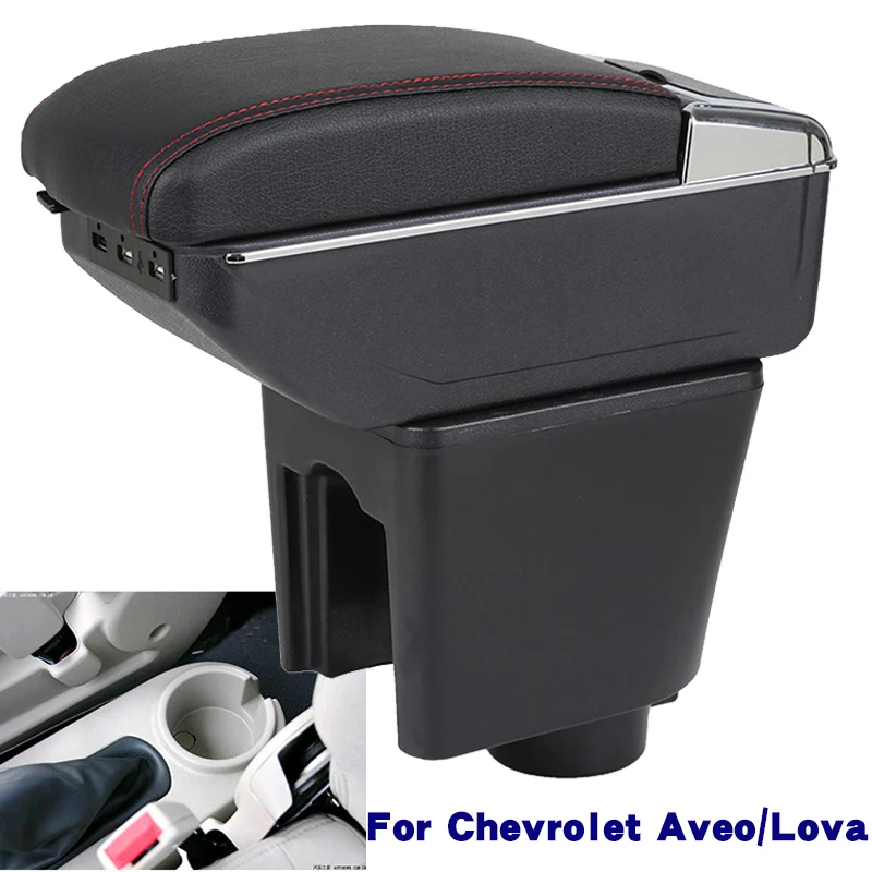 

For Chevrolet Aveo/Lova T200/T250 2002-2011 Rotatable Car Center Centre Console Storage box Armrest box USB Charging ashtray USB