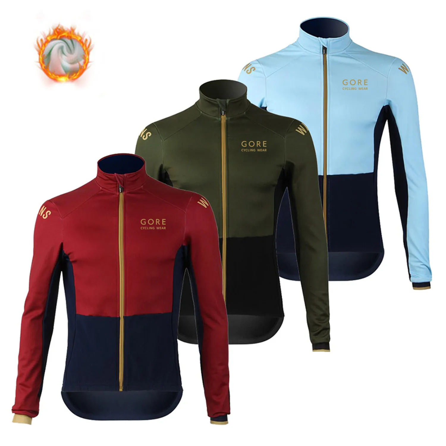 

GORE Cycling Wear Men Winter Jacket Wool Long Sleeve Top Thick Thermal Fleece Bicycle Clothing MTB Road Bike Jersey Warm Clothes