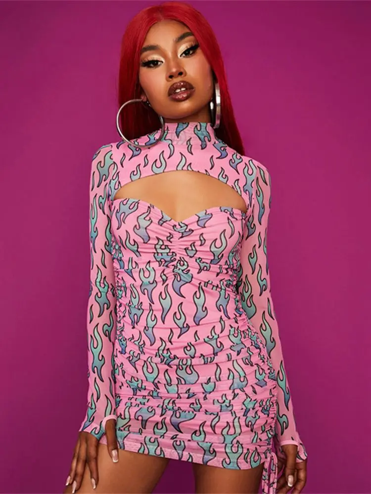 

Женское ажурное мини-платье на шнуровке, осень 2022, Y2K