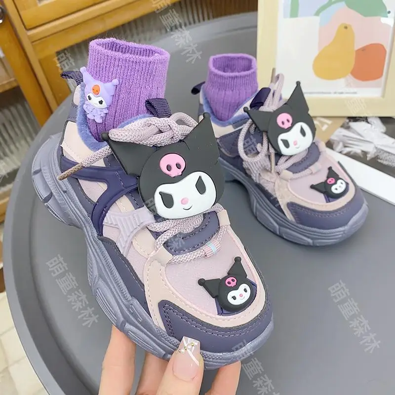 

Sanrio Kawaii Anime Kuromi Autumn Winter New Children Sports Shoes Warm Cute Cartoon Casual Sneakers Lovely Toys for Kids