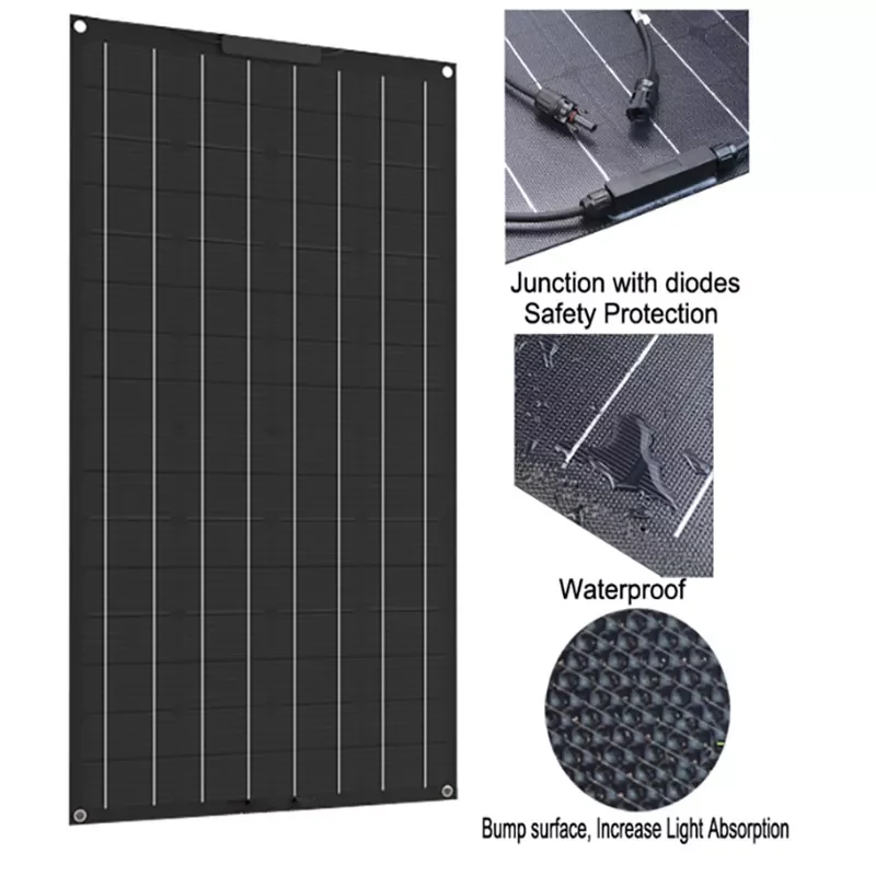 

solar panel 100w 200w 18v 24v, flexible solar panel made of ETFE material, ETFE flexible solar panel for 12V battery charger