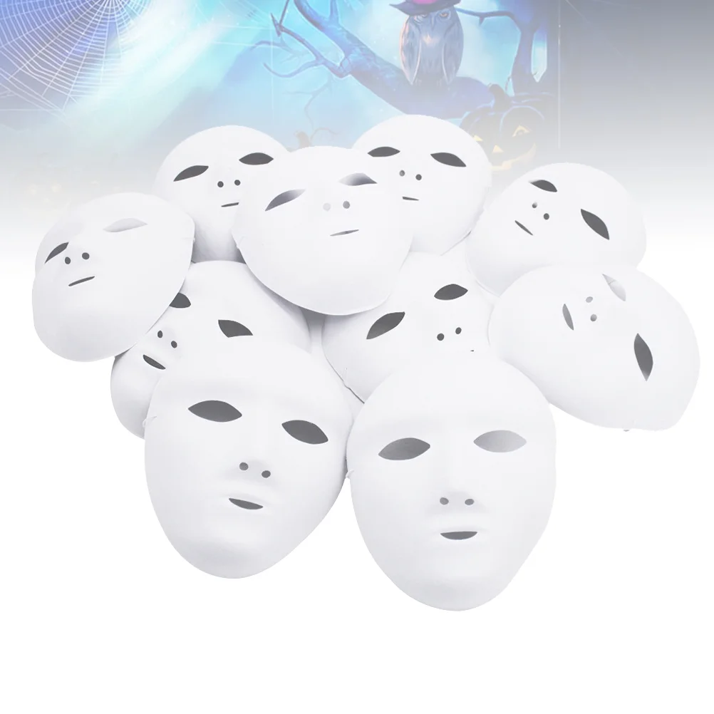

12 Pcs White Party Mask Full Face Cosplay Halloween Costumes Blank Masks Masquerade Clothing Therian cat
