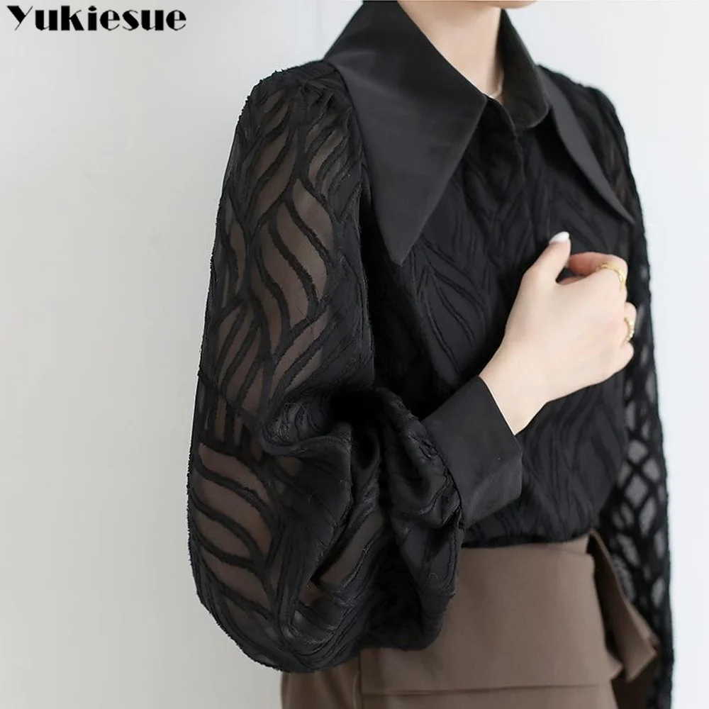 Women Shirts Long Sleeve Blouse woman 2022 Turn-down Collar Patchwork Office Lady Tops Elegant Fashion Beige womens shirts