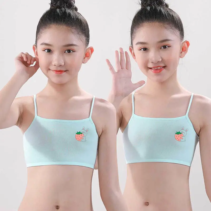 

Новый Симпатичный однотонный мультяшный жилет для девочек, хлопковая кофточка для девочек и учащихся, тренировочный бюстгальтер для мален...