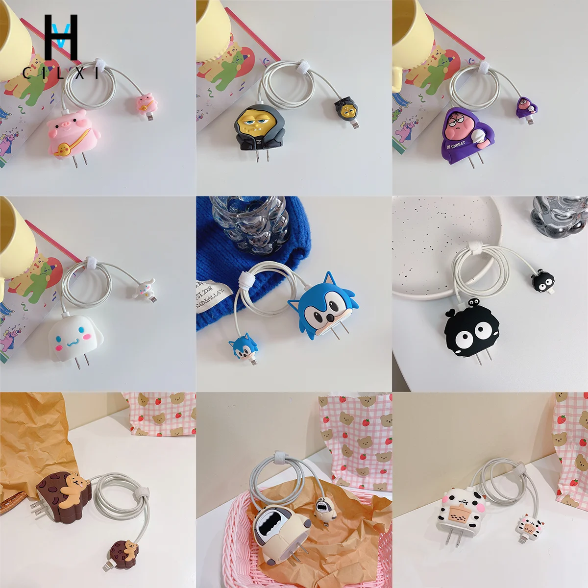 

2023 NEW Cute Cartoon Cable Protector Cable Holder Phone Cord Protector for iPhone/iPad 18W20W Fast Charger Protection Organizer