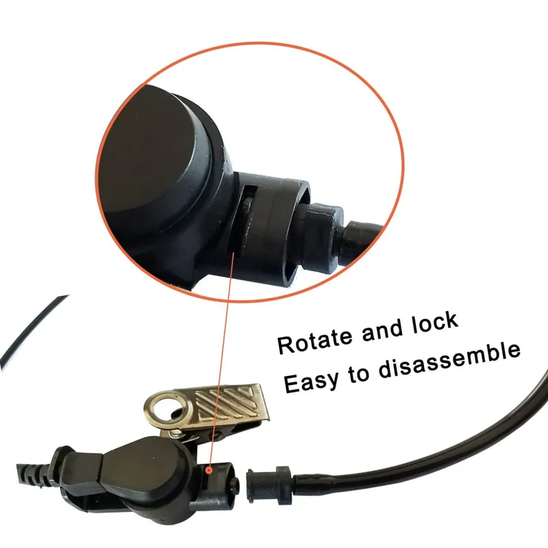 2 Pack Acoustic Tube Black with Fins Ear Mold Earpiece Replacement for Two-Way Radio Headset Motorola Kenwood Walkie Talkie