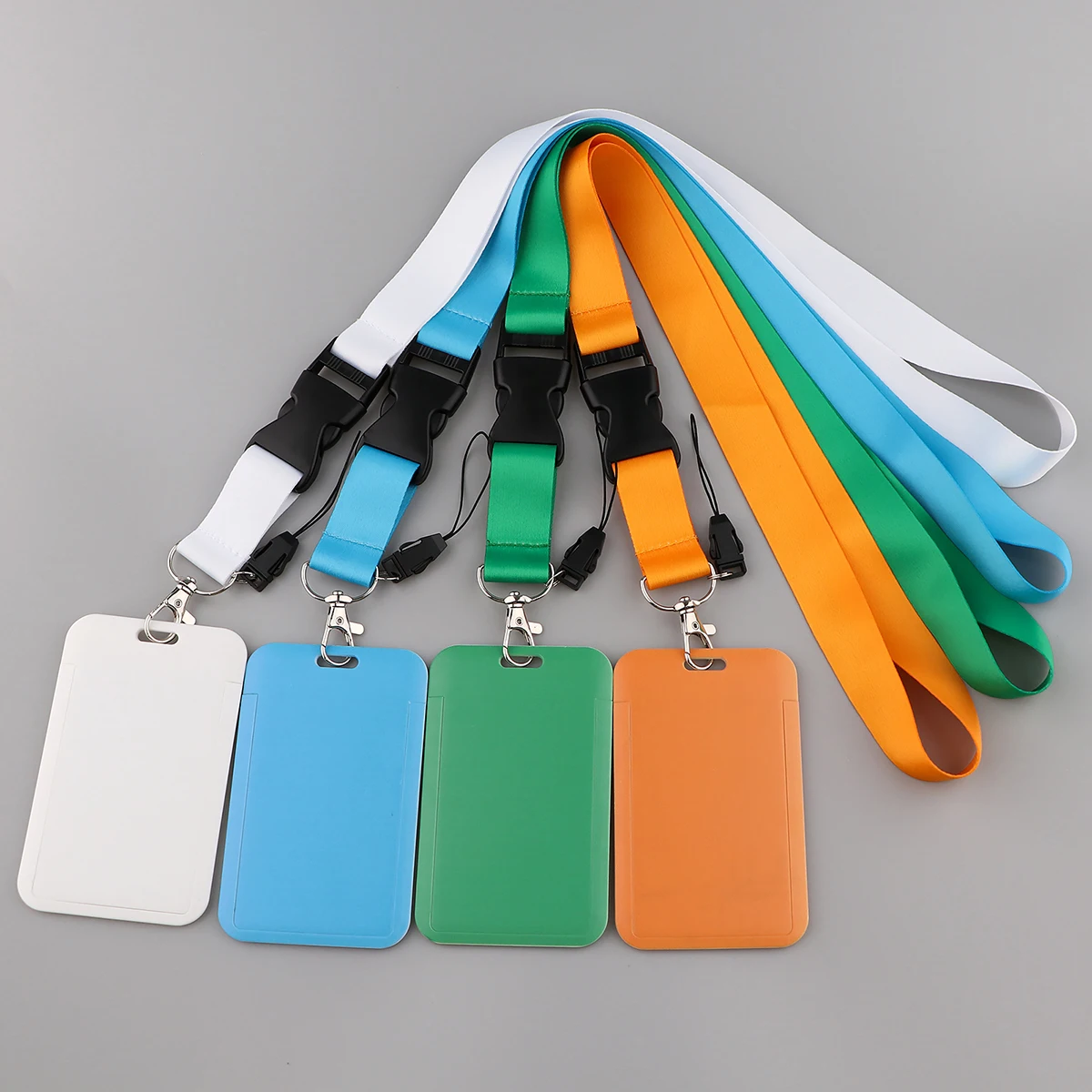 

Pure Color Credential Holder Key Chain Lanyard For Passport Card Credit Card Holder Cell Phone Strap Key Ring Accessories