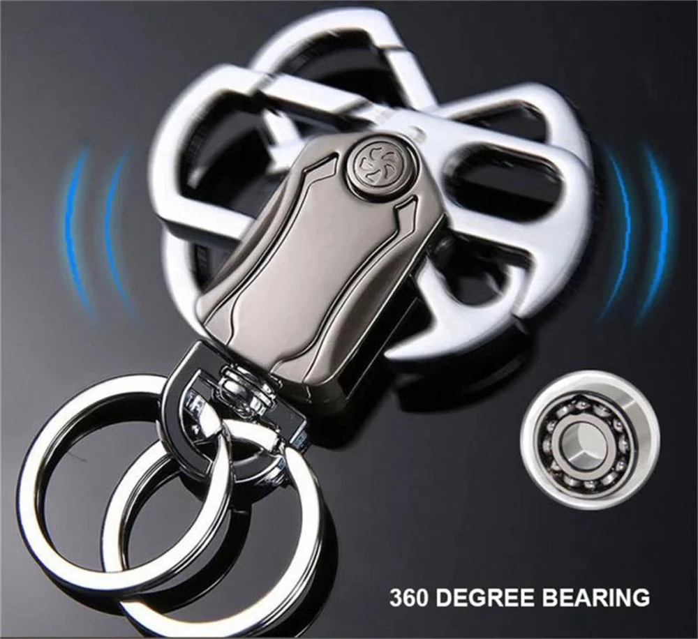 

Zinc Alloy Car Keychain Fingertip Spinner Multifunctional Auto Keyring Bottle Opener Backbag Pendant Car Supplies Wholesale