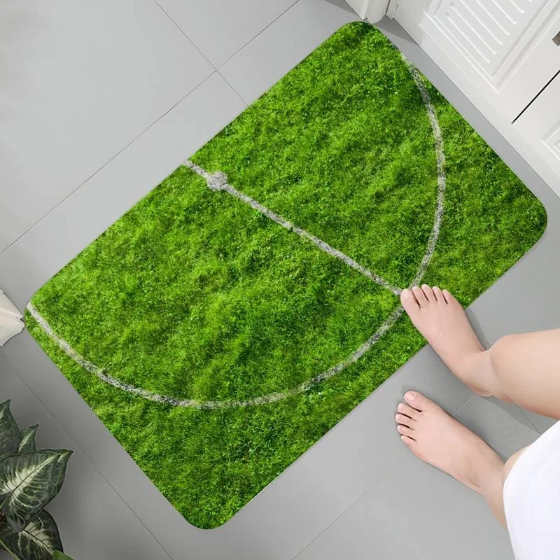 

Bedroom Entrance Carpet Anti-slip Flannel Rug Mats Children Crawling Football Field Grass Lines Area Rugs Room Carpets