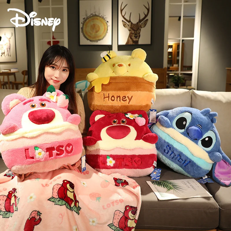 

Одеяло с двойной подушкой Disney Lotso, милая Аниме Кукла Винни-Пух, Ститч, мультяшная домашняя подушка, подушка для девочки, подарок на день рожде...
