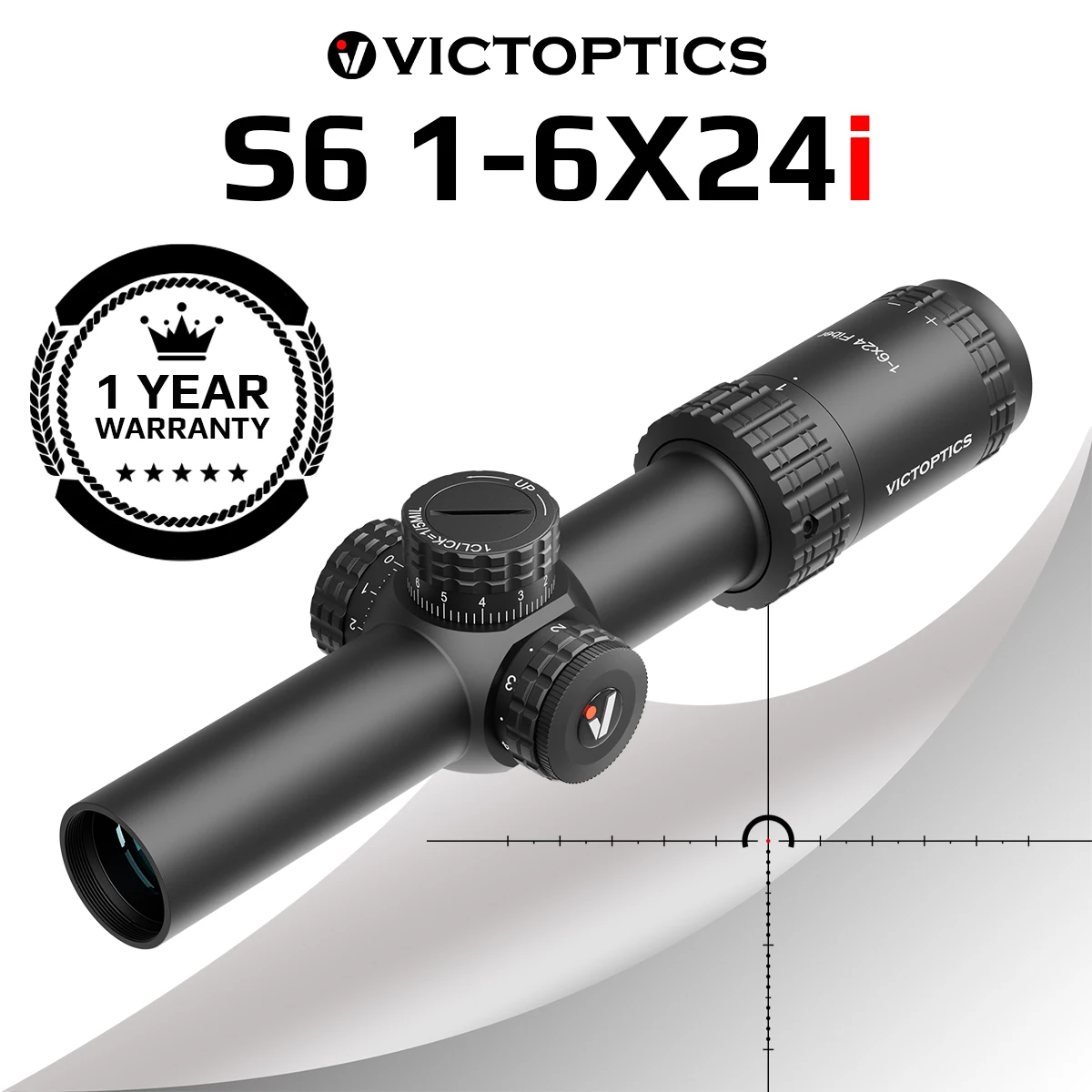 

VictOptics S6 1-6x24i LPVO SFP Rifle Scope Fiber Reticle With Ultra Bright Dot Turret Lock Features For AR series