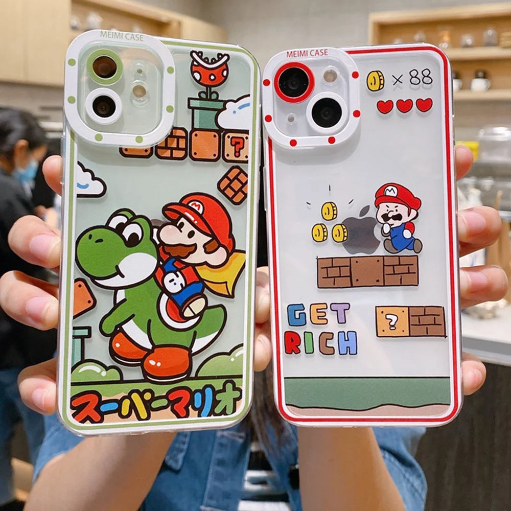 

Super Mario Phone Case for IPhone 13 12 11 Pro Max Mini Transparent for Apple Phone 14 Pro Max Soft Brand Silicone Cover 2022
