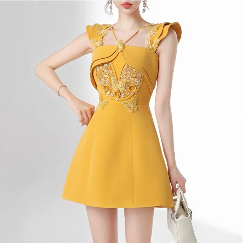 

Женское летнее платье с бусинами, без рукавов