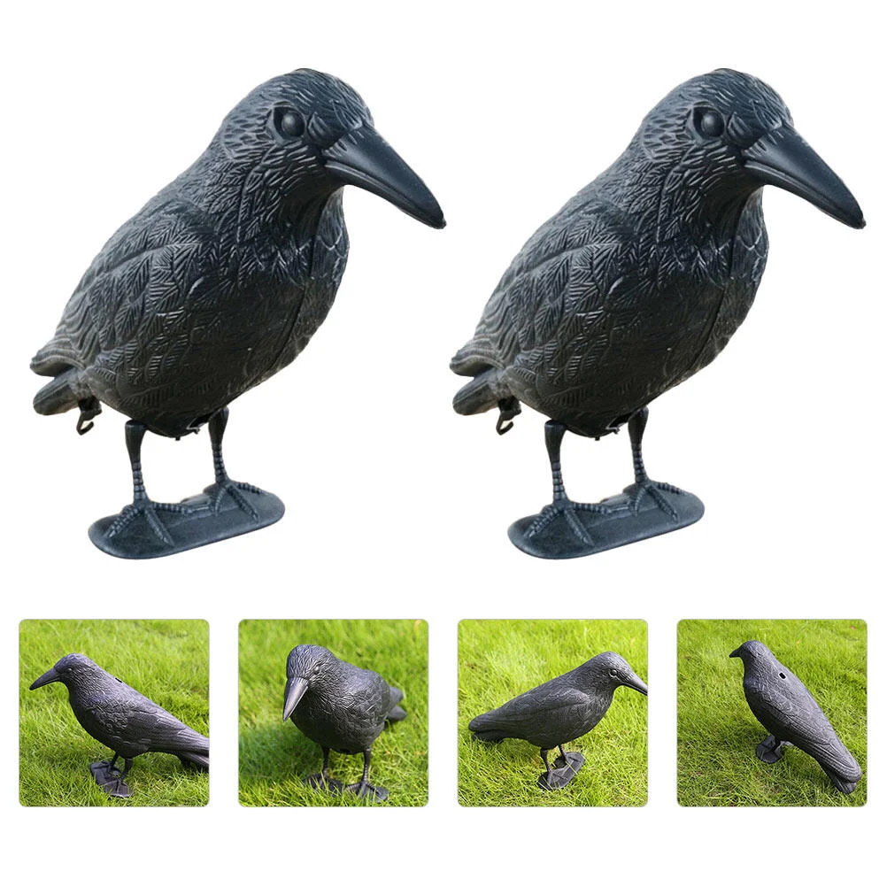 

2 Pcs Simulation Crow Model Birds Adornment Figurines For Outdoors Figurines For Outdoors Props Figurine