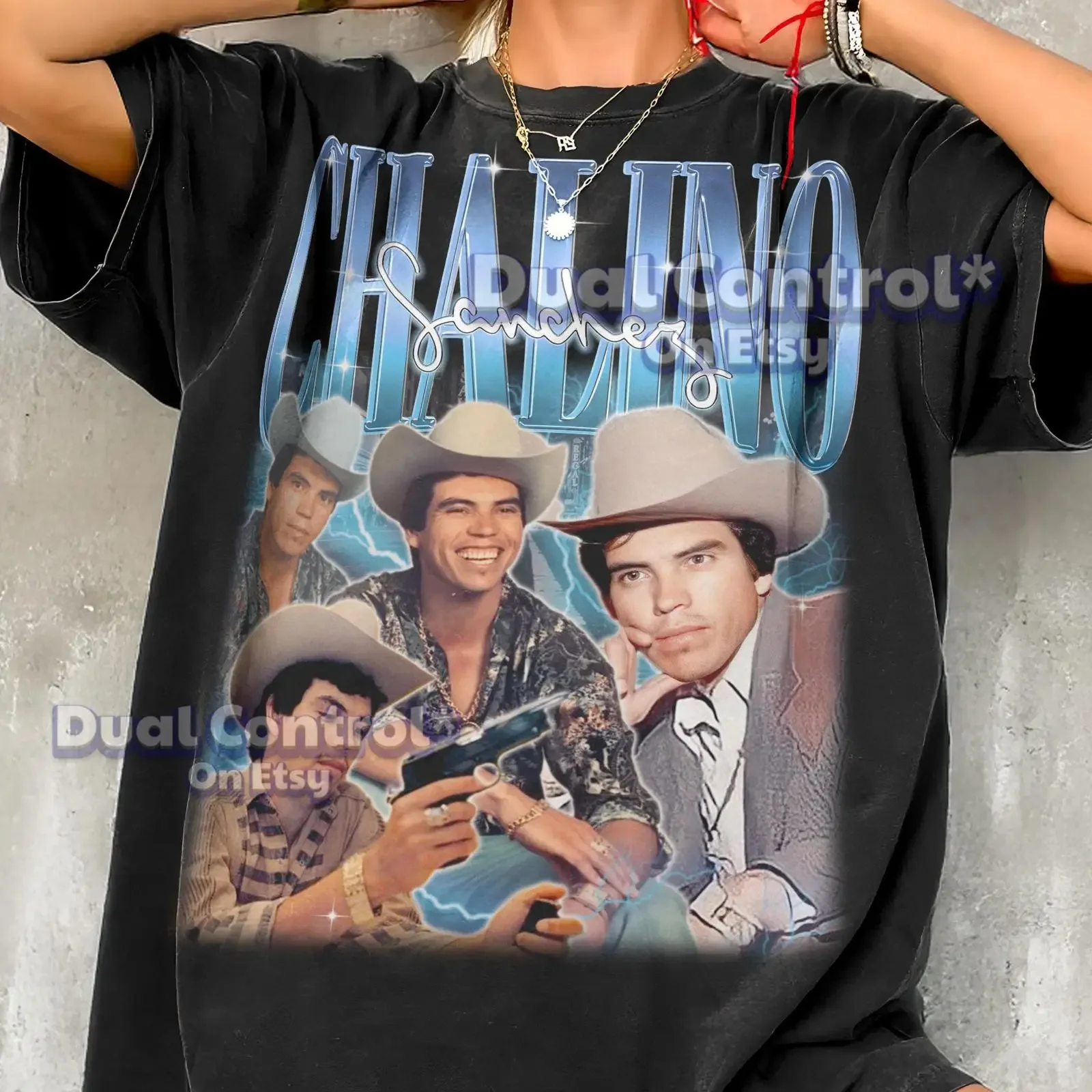Фото Винтажная футболка Chalino Sanchez в стиле ретро 90-х годов, бутлег, для фанатов регионального мексиканского певца и музыкальной легенды, ARI, винтажная, слегка состаренная №1