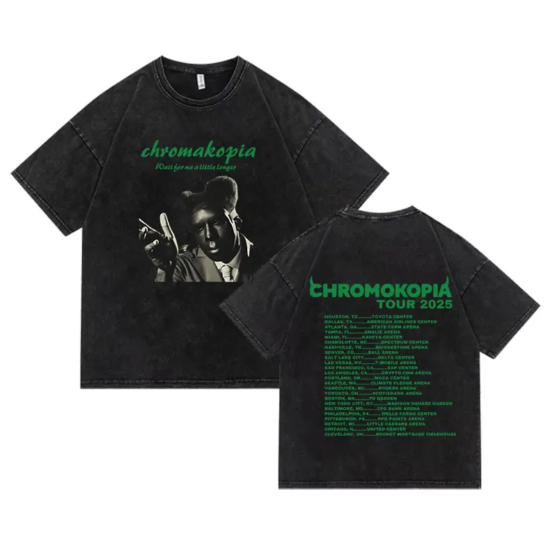 Vintage Washed Tyler The Creator Chromakopia Tour 2025 T Shirts Unisex Hip Hop Gothic Short Sleeve T-shirt Y2k Men's Streetwear