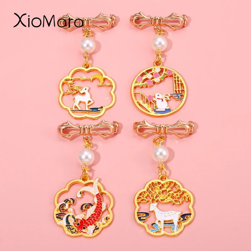 

Good Lucky Koi Fish Enamel Pin Custom Carp Fawn Pearl Bunny Pendent Clothes Backpack Brooch Metal Decorative Lapel Badge Jewelry