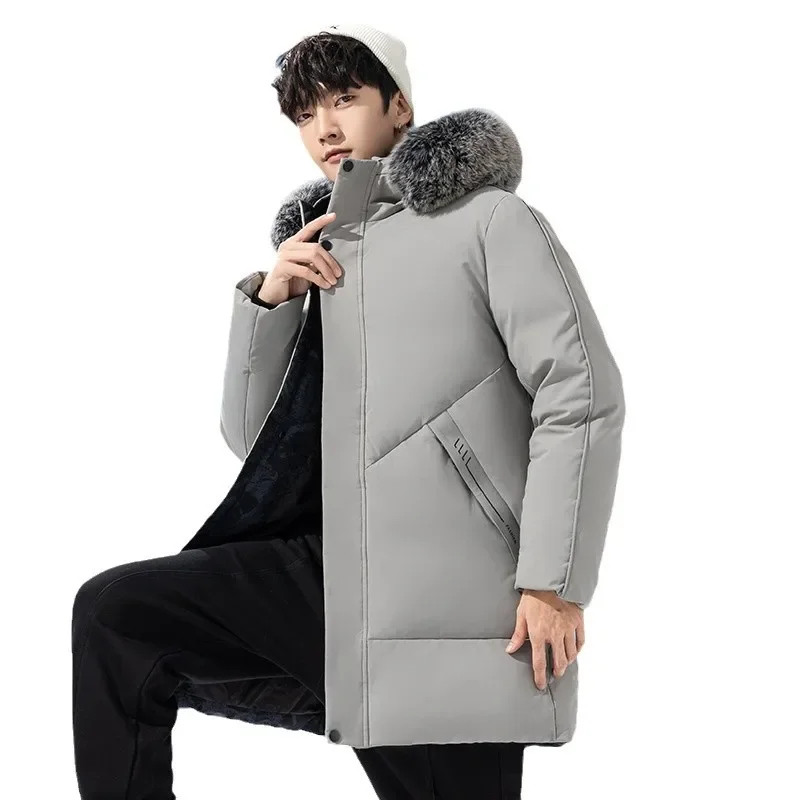 Новый стиль утолщенный пуховик средней длины для мужчин зимнее теплое ультра