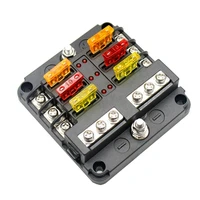 2022 car accessories tools boat marine rv truck 6 way fuse block with led warning indicator 6 circuits negative bus fuse box for