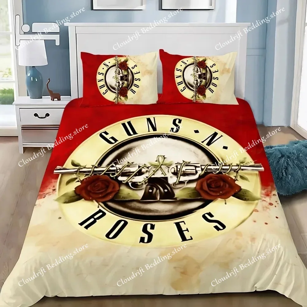 Фото Комплект постельного белья (пододеяльник, наволочки) Hot Band G-Guns N R-Roses для взрослых и детей, для спальни, односпальный, двуспальный, большой размер №5