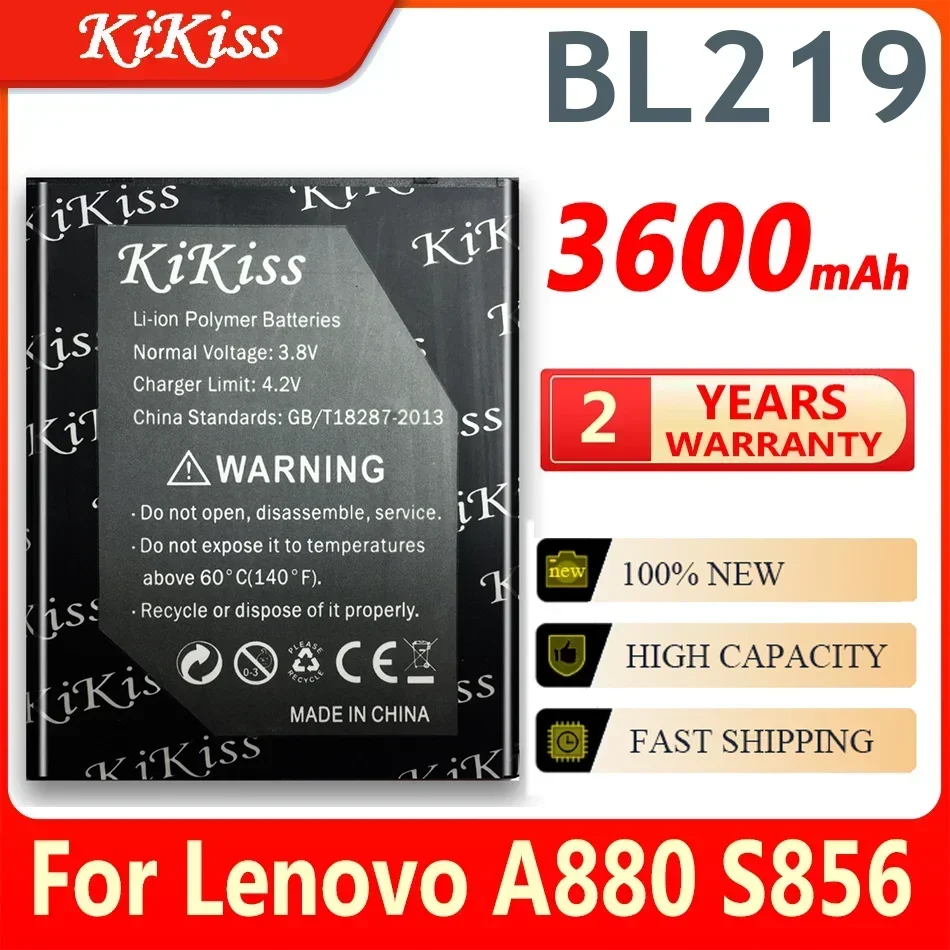 Аккумулятор KiKiss большой емкости BL219 для Lenovo A880 S856 A889 A890e S810t A850 + A916 3600 мАч