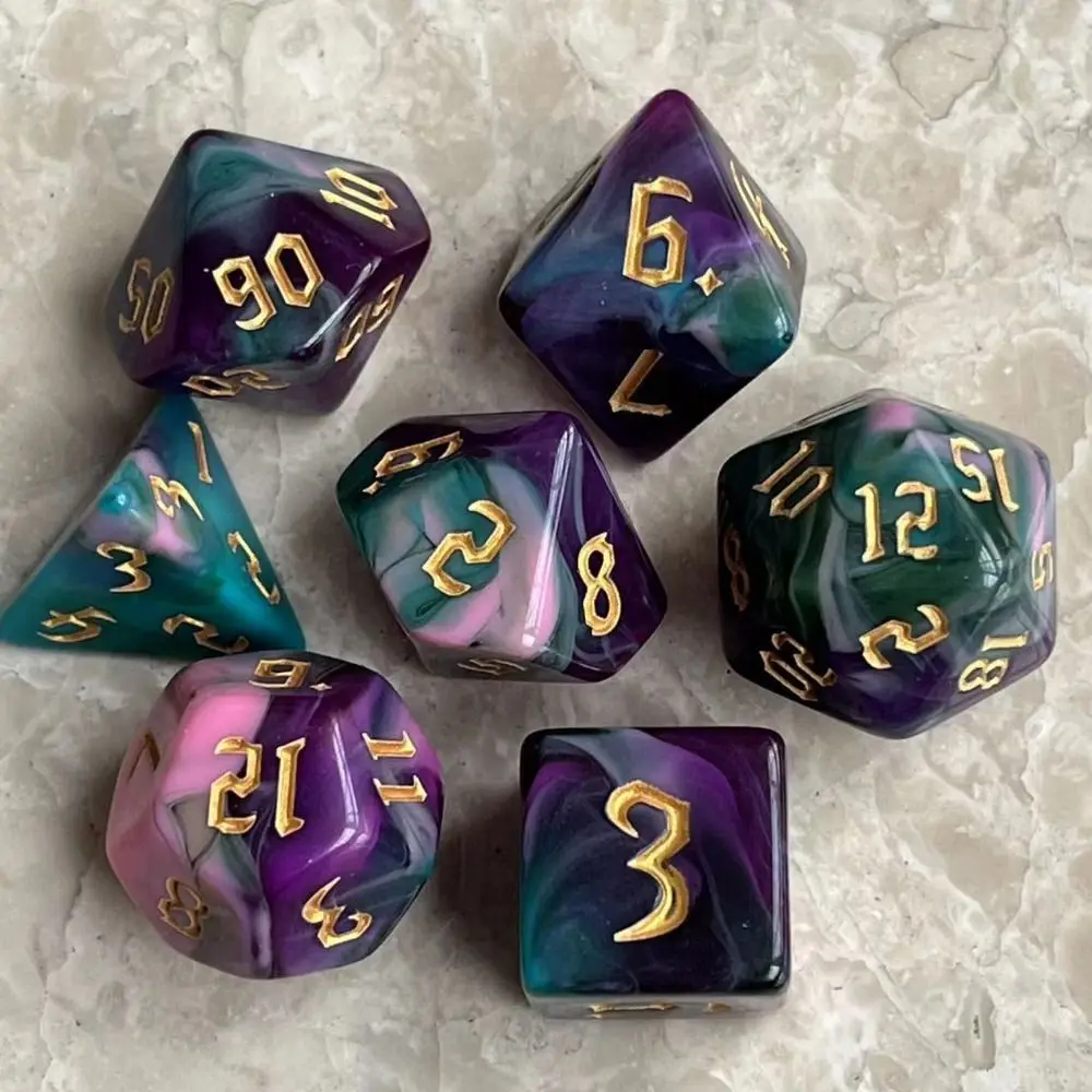 

7 шт./набор, акриловые многогранные игральные кости D4 D6 D8 D10