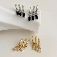 2022 new three rows black crystal tassel pendant earrings for women classic elegant zircon summer fashion jewelry party gift