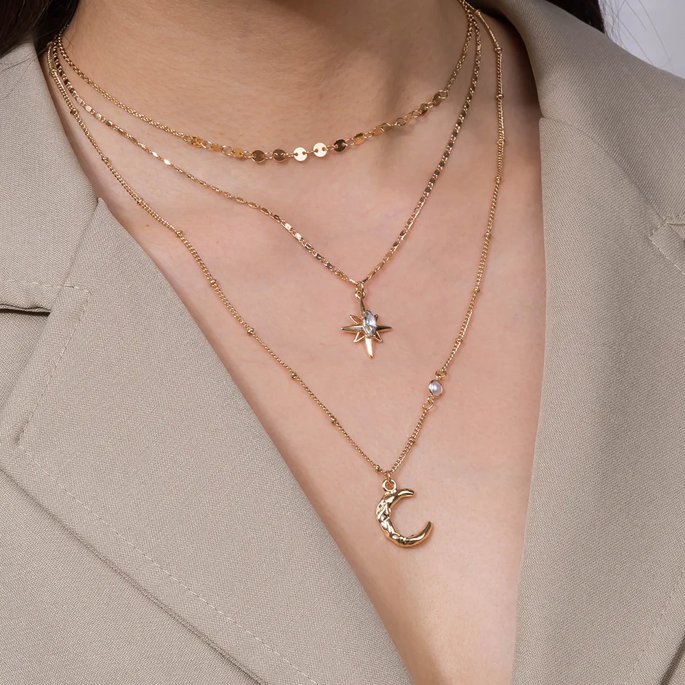 

MODOMA Simple Gypsophila Design Necklace For Women Luxury Multi-Layered Tassel Chains Vintage Elegant Aesthetic Female Pendants