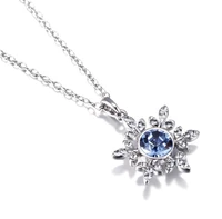 anglang romantic women wedding necklaces blue colour snow cubic zirconia anniversary gift pendant necklaces fashion jewelry