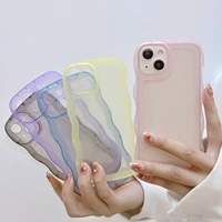 transparent silicone case for iphone 13 11 12 pro xs max mini xr x 8 7 6 6s plus clear cover candy color curve wave phone bumper