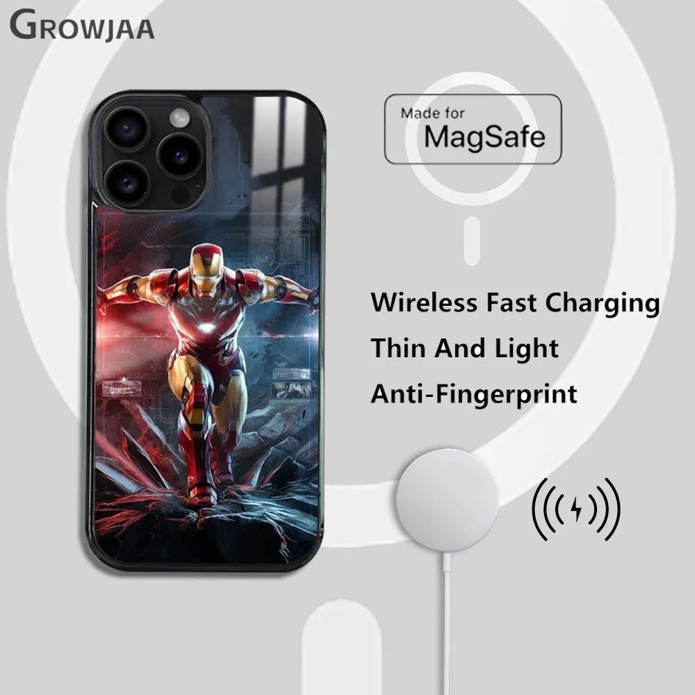 Чехол для Телефона I-Iron Man iPhone 15 14 13 12 11 Pro Max Plus зеркальный магнитный мини-чехол