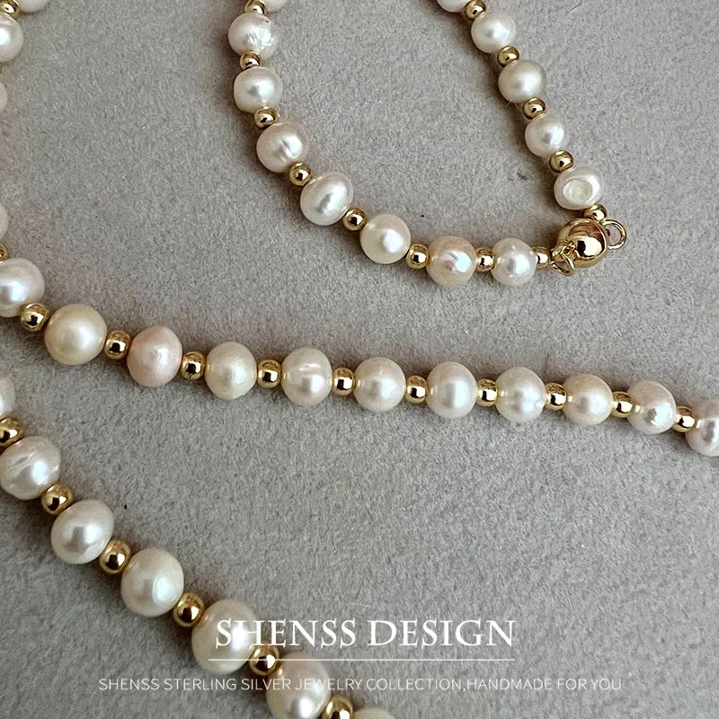 Ожерелье женское с натуральным жемчугом классическое характерное ожерелье из