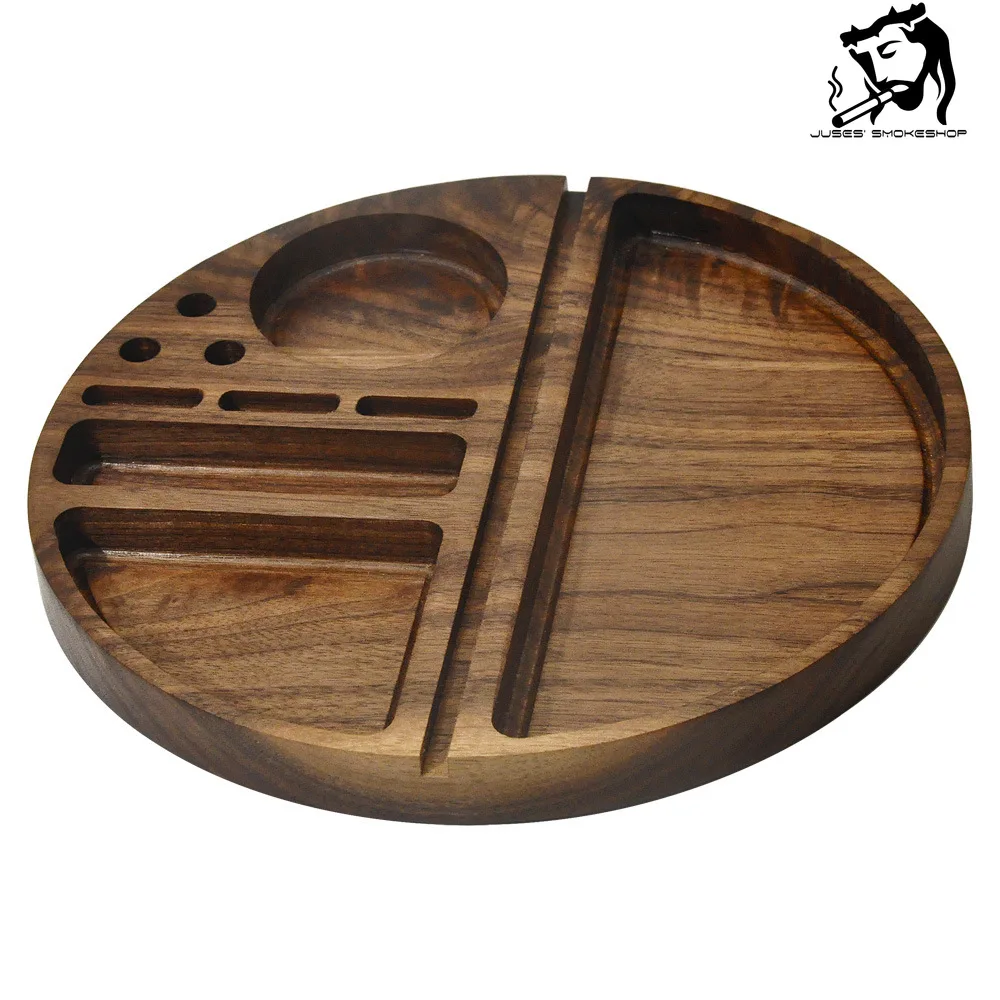 

JUSES' SMOKESHOP Featured Round Wooden Cigarette Operation Panel, Smoking Tray, Decorative Ornaments of Tobacco Accessories