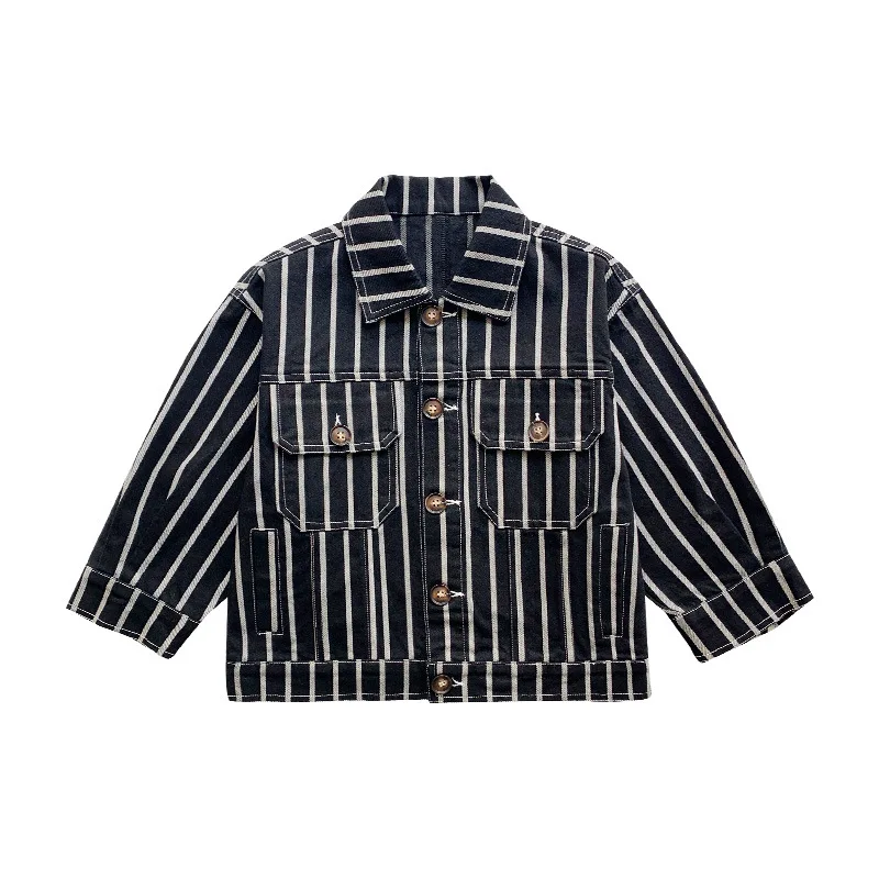 

children's clothing autumn 2022 new children's Korean black stripe boy's jacket top Kids outerwear size 90-140CM