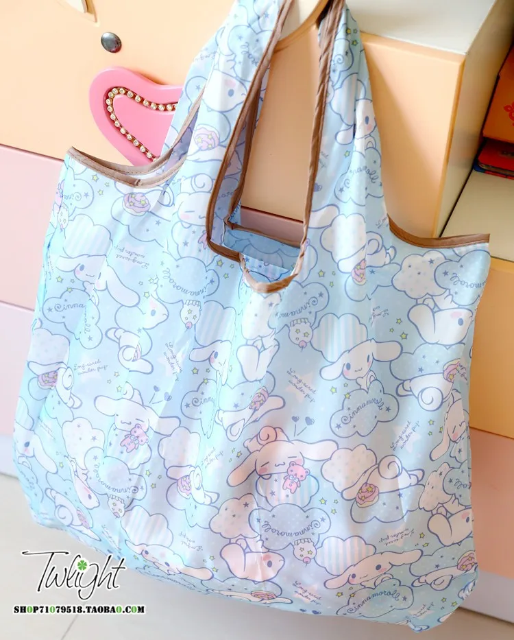 

Cartoon melody cinnamoroll pudding dog Oxford Fabric Shoulder Bag Portable Eco-Friendly Grocery Bags Reusable Tote for Ladies