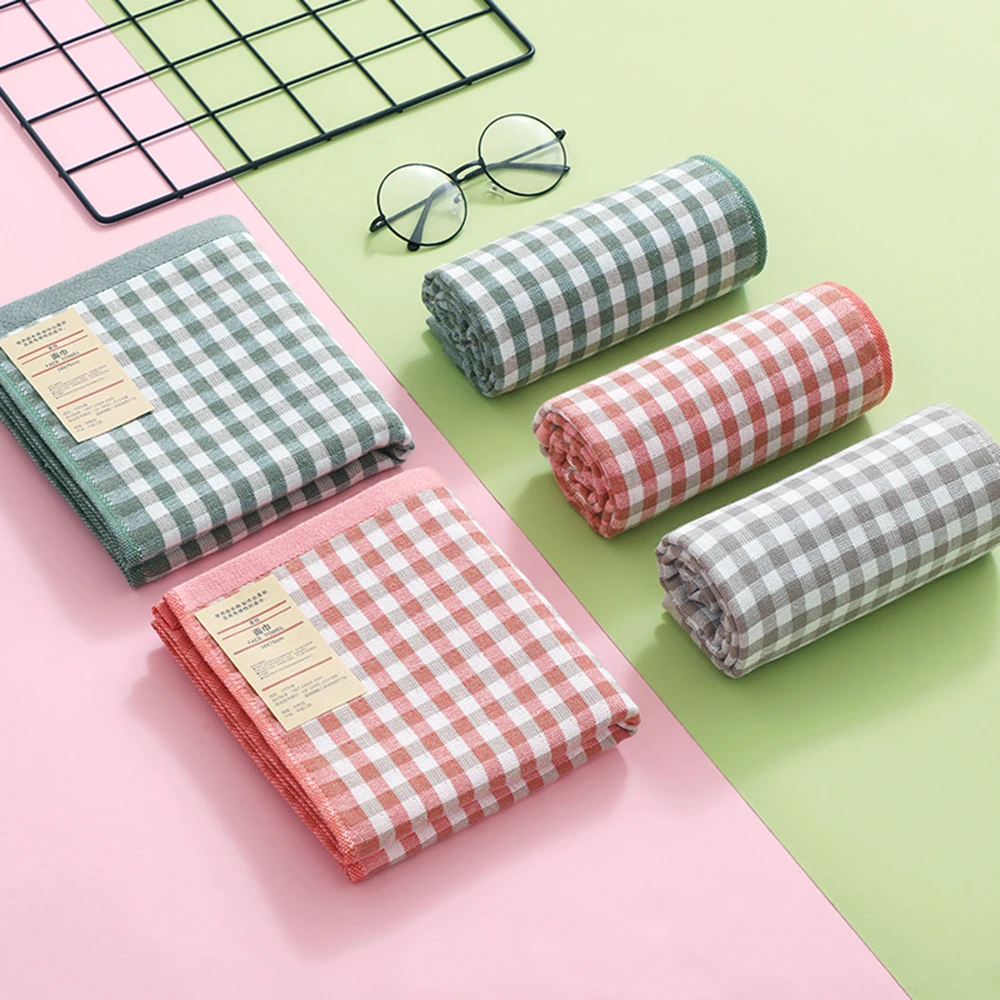 

Classical Lattice Grid Absorbent Home Bathroom Adult Hand Towel 35X75CM Plaid Face Towel Cotton Gauze Towel for Household