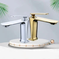 Modern Stylish Tap Bathroom Faucets Rose Gold Brass Basin Cold Hot Mixer Taps Brushed Water Deck Mounted Tub Faucets Aerator