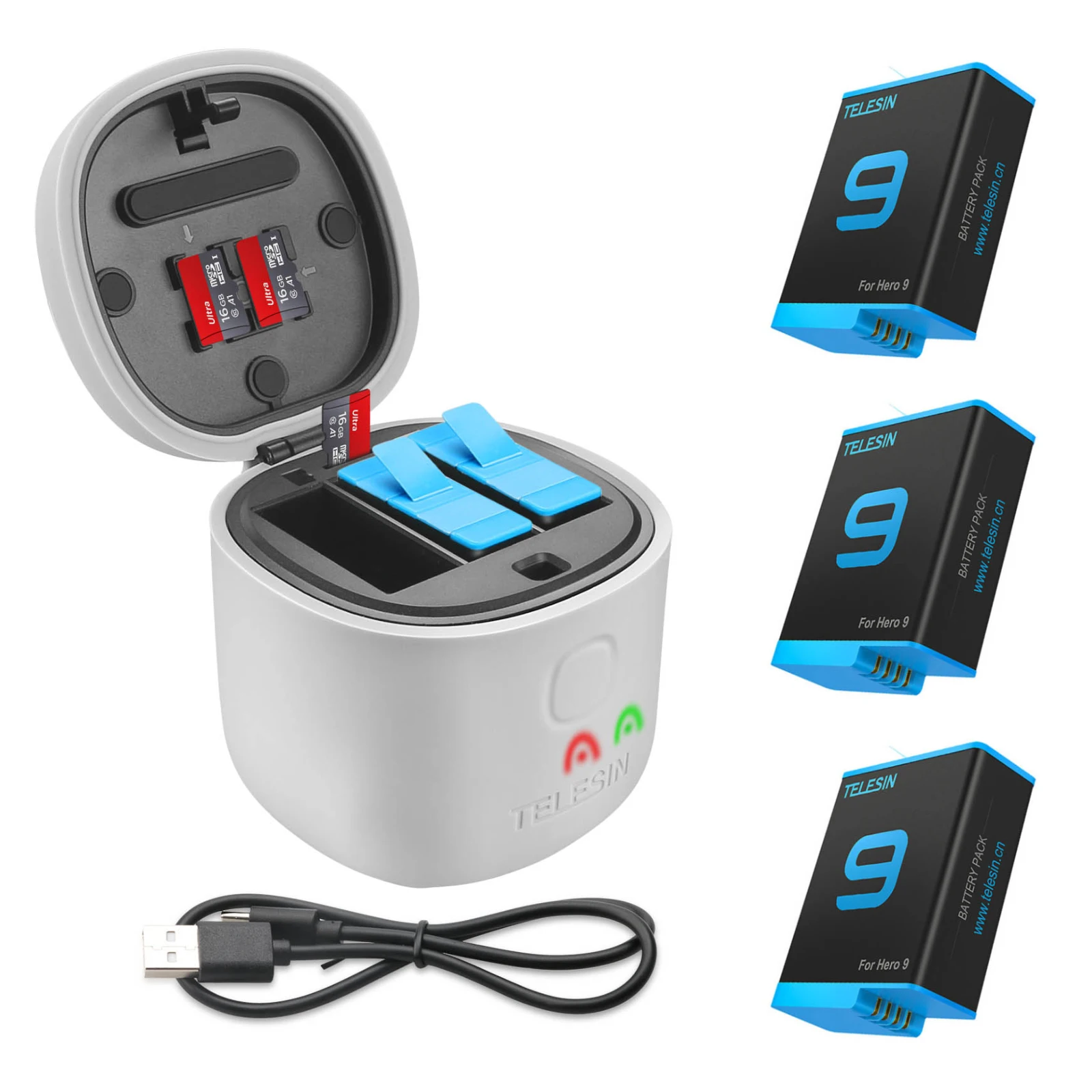 Быстрое зарядное устройство Telesin 3 слота хранилище батарей 1750 мАч - Цена: 1649.04