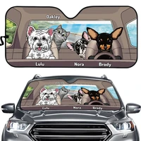 auto sun shade funny 3d cartoon dog driver yorkshirechihuahuabulldog car accessories uv protection car sunshade parasol coche