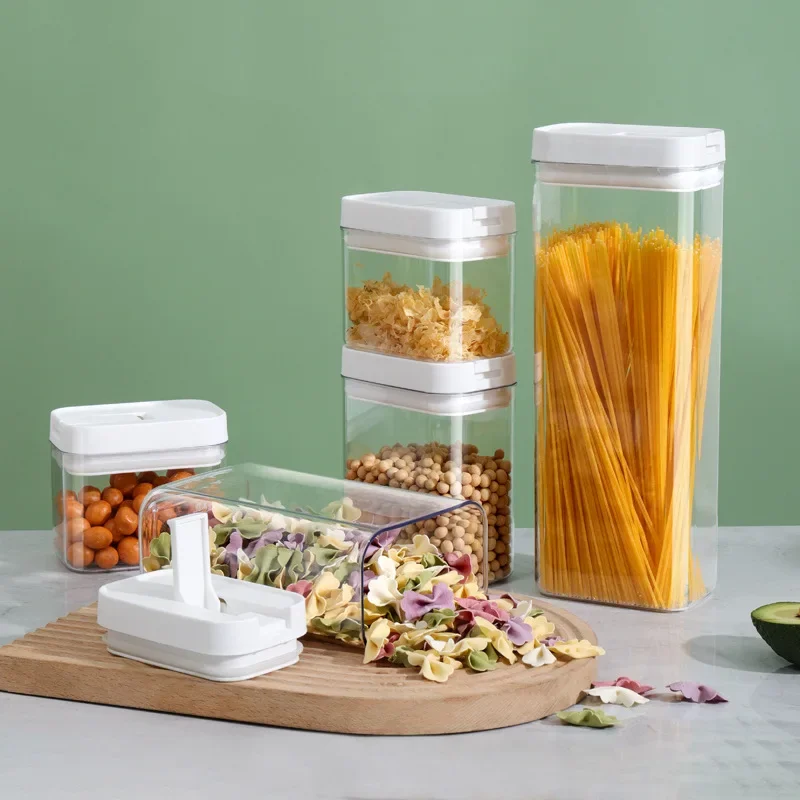 

Clear Plastic Food Storage Container Sealed Jar with Lids Lock Nuts Oat Spice Tank Grain Storage Box Kitchen Gadgets Waterproof