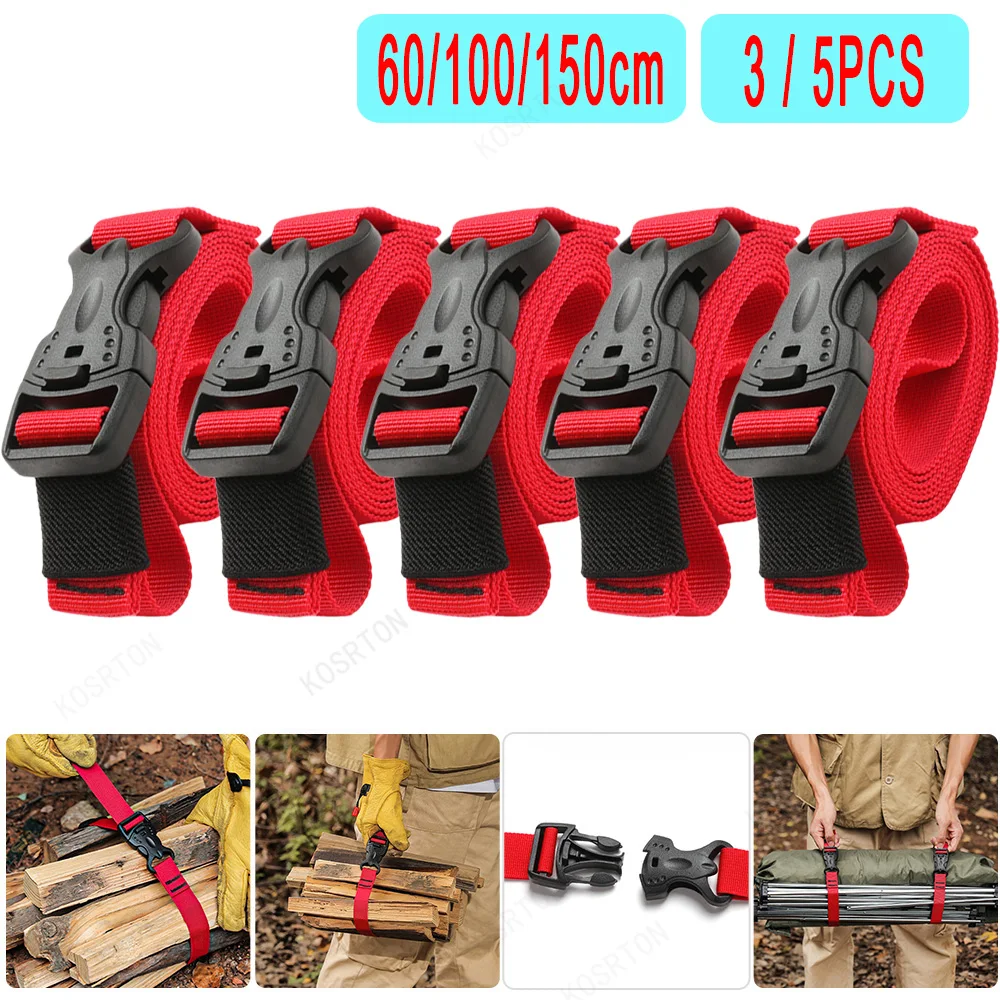 

Recyclable Outdoor Down Camping Lash Fastener Belt With Travel Tied Ropes Tied Strap Buckle 3/5pcs Cargo Luggage Nylon Tools