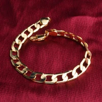 charm 18k gold plated silver bracelets for women men 8mm geometry 20cm chain fashion wedding christmas gifts fine jewelry