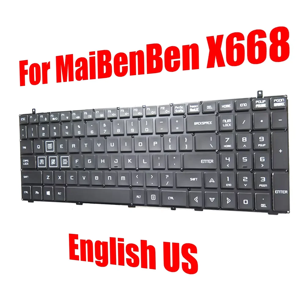 Фото Клавиатура для ноутбука MaiBenBen X668, черная, с 4-зонной RGB-подсветкой №2